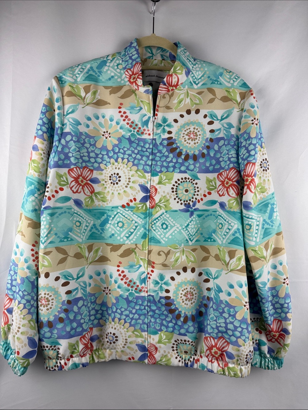Alfred Dunner Pastel Floral Full Zip Jacket Size 10 Pockets
